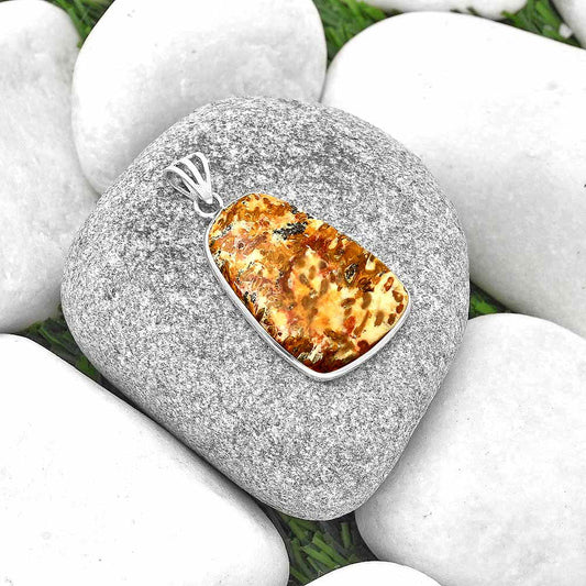 Natural Palm Root Fossil Agate Pendant P-1001 SDP129946