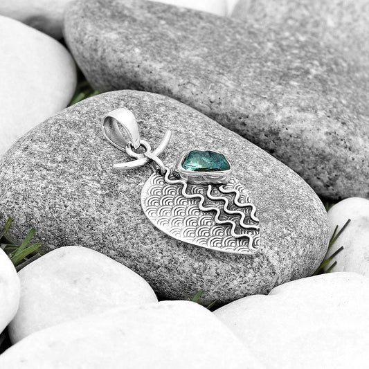 Natural Aqua Apatite Rough Madagascar Pendant P-1267 SDP130301