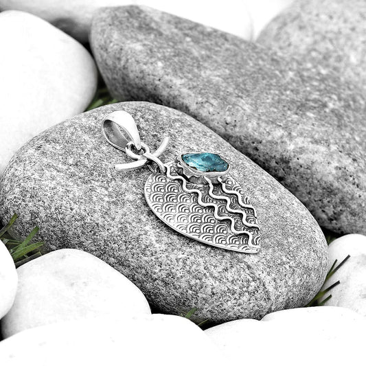 Natural Aqua Apatite Rough Madagascar Pendant P-1267 SDP130302