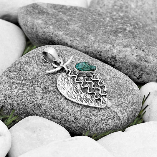 Natural Aqua Apatite Rough Madagascar Pendant P-1267 SDP130321