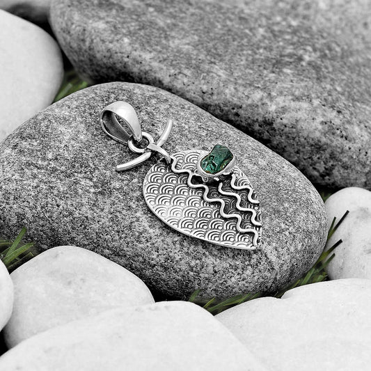 Natural Aqua Apatite Rough Madagascar Pendant P-1267 SDP130322