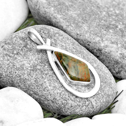 Natural Turkish Rainforest Chrysocolla Pendant P-1314 SDP130539