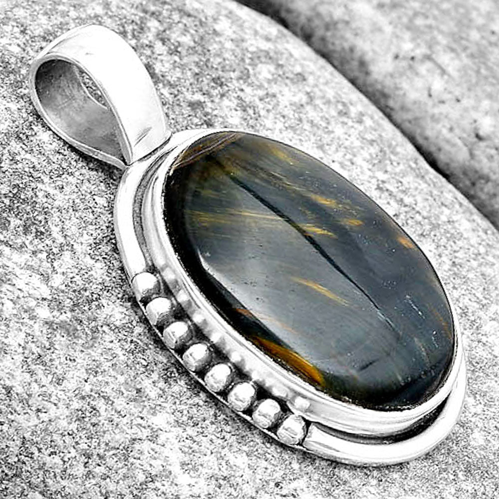 Natural Blue Tiger Eye Pendant P-1326 SDP130677