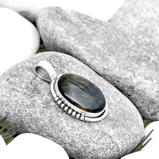 Natural Blue Tiger Eye Pendant P-1326 SDP130677