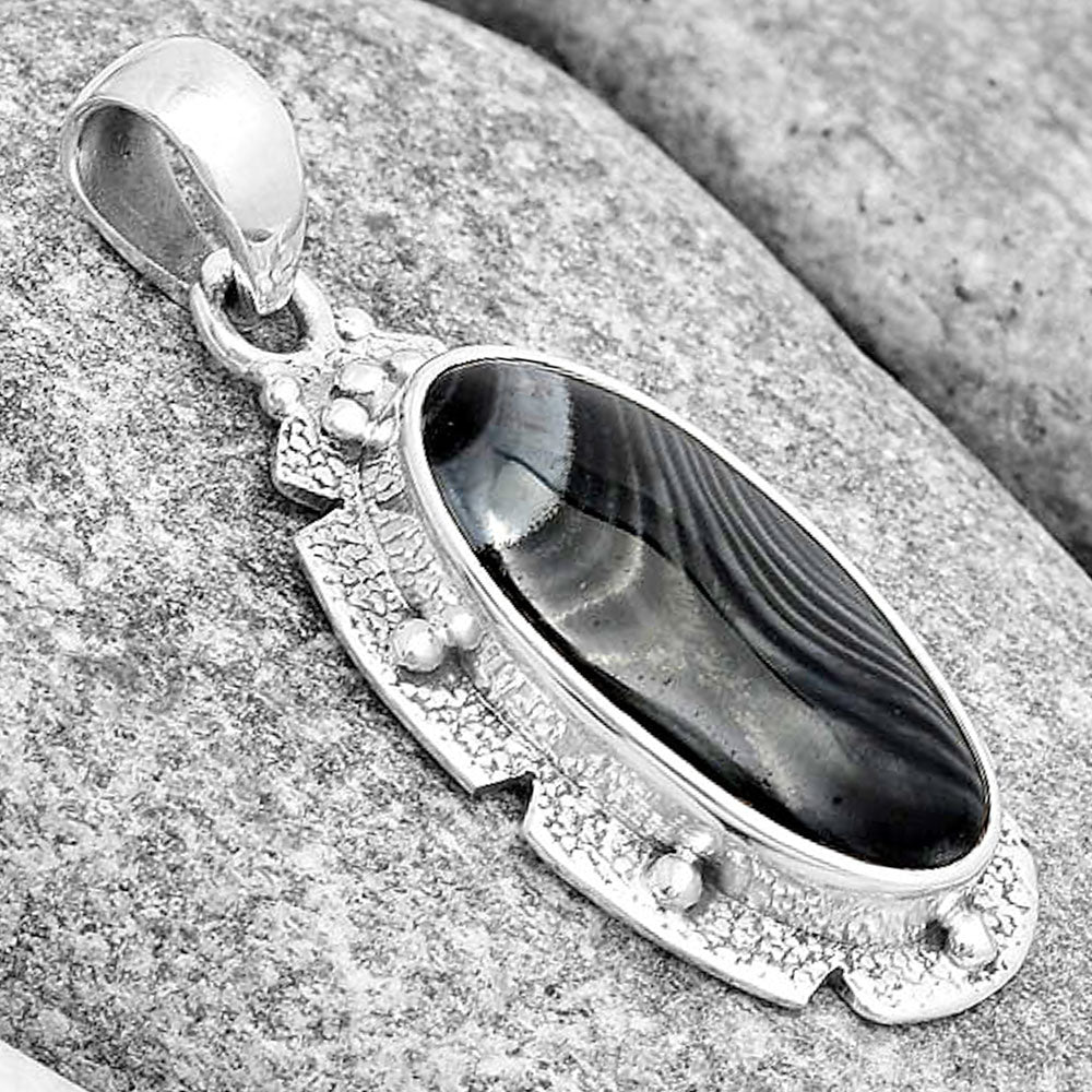 Crown Of Silver Psilomelane - Black Malachite Pendant P-1485 SDP130692