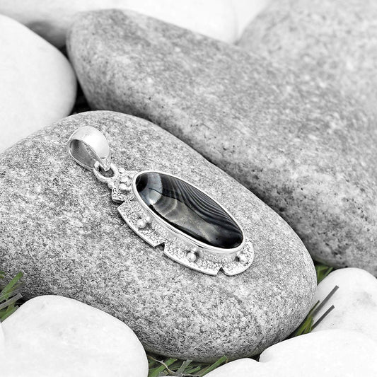 Crown Of Silver Psilomelane - Black Malachite Pendant P-1485 SDP130692