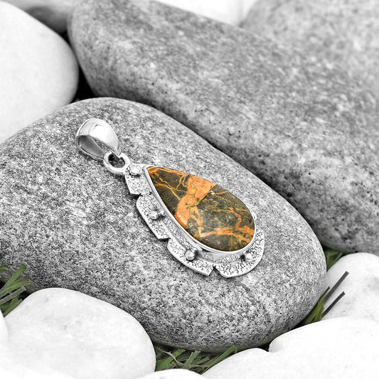 Natural Moroccan Yellow Jacket Jasper Pendant P-1485 SDP130698