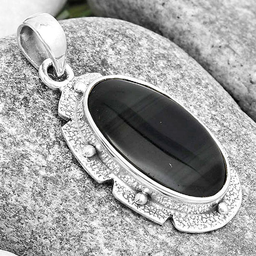 Natural Black Lace Obsidian Pendant P-1485 SDP130720