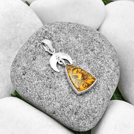 Crescent Moon - Coquina Fossil Jasper Pendant P-1133 SDP130867