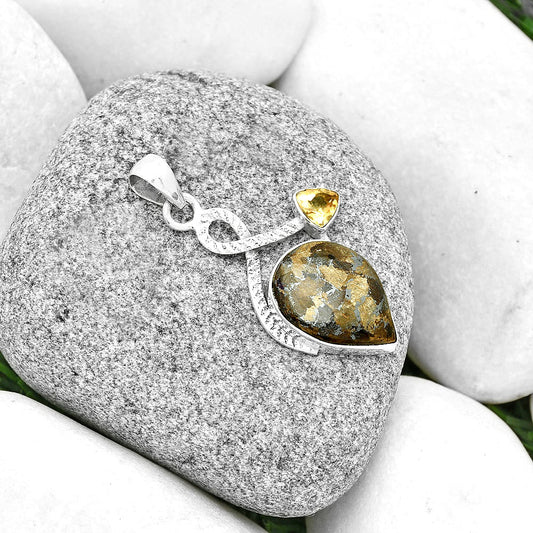 Natural Bronzite & Citrine Pendant P-1111 SDP130965