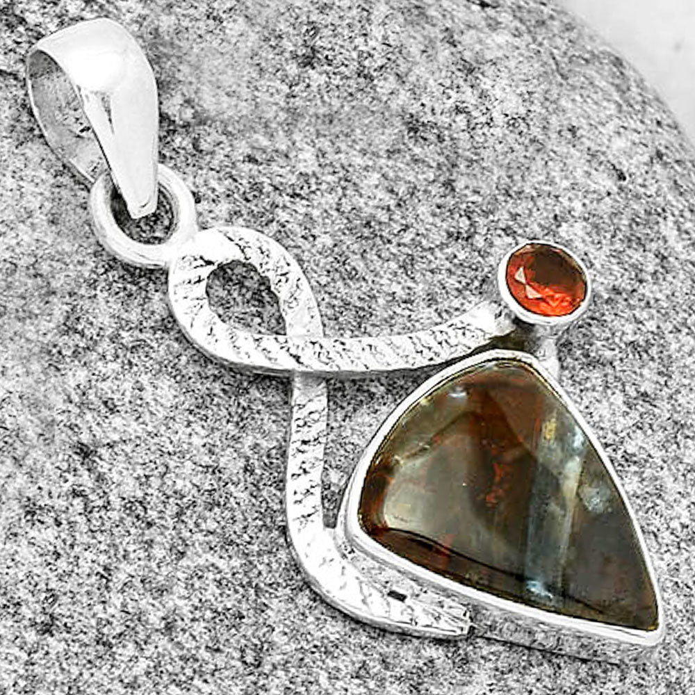 Natural Tube Agate - Turkish & Garnet Pendant P-1111 SDP130966