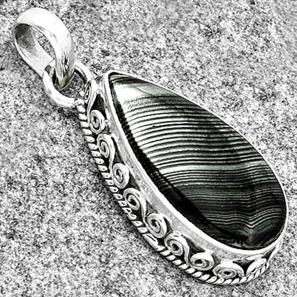 Crown Of Silver Psilomelane - Black Malachite Pendant P-1134 SDP131024
