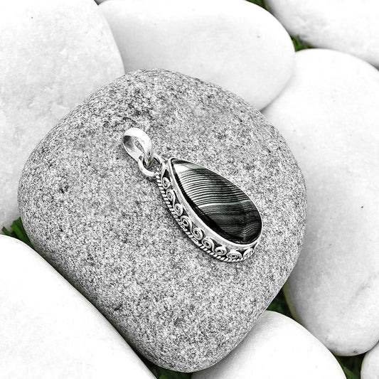 Crown Of Silver Psilomelane - Black Malachite Pendant P-1134 SDP131024