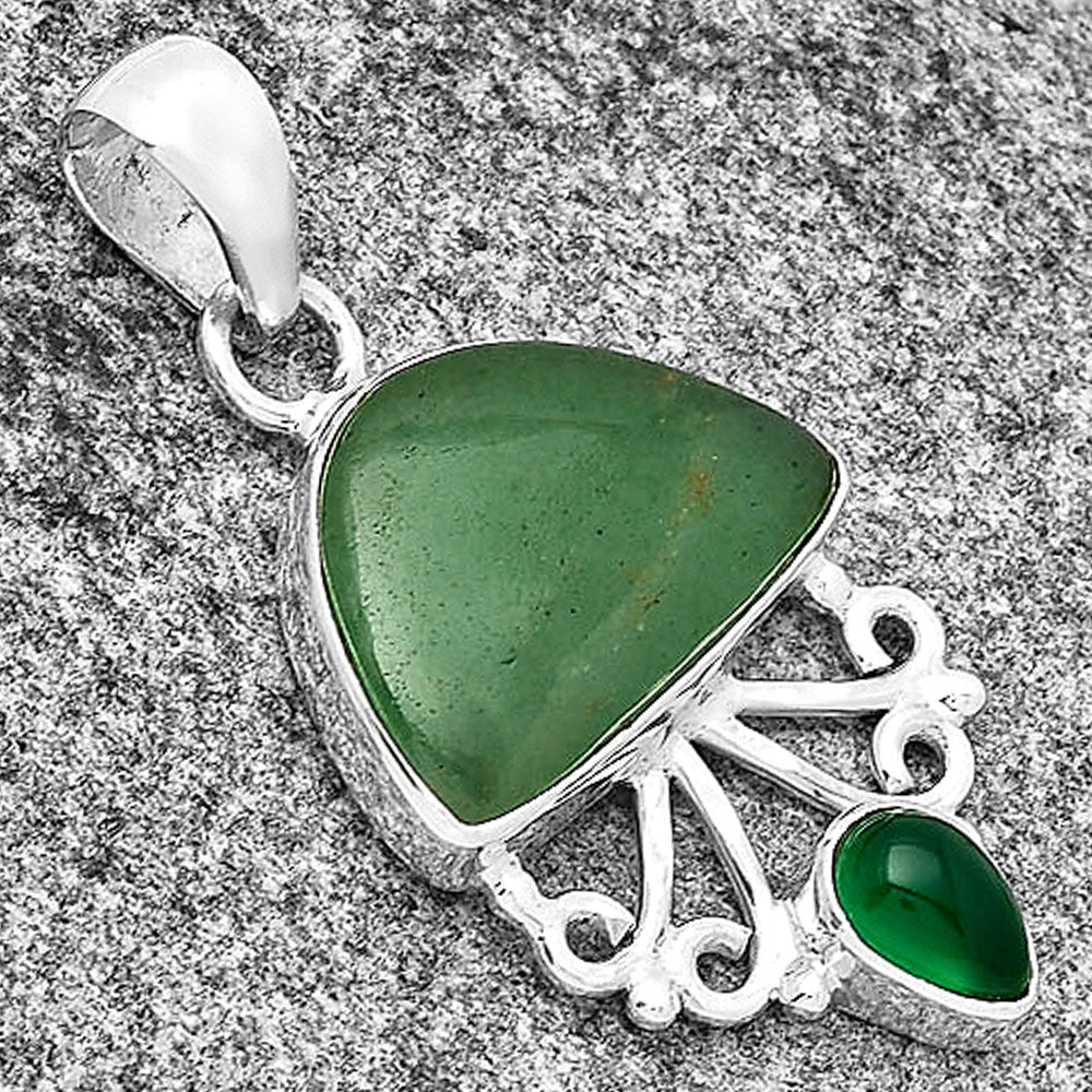 Natural Green Aventurine & Green Onyx Pendant P-1594 SDP131093