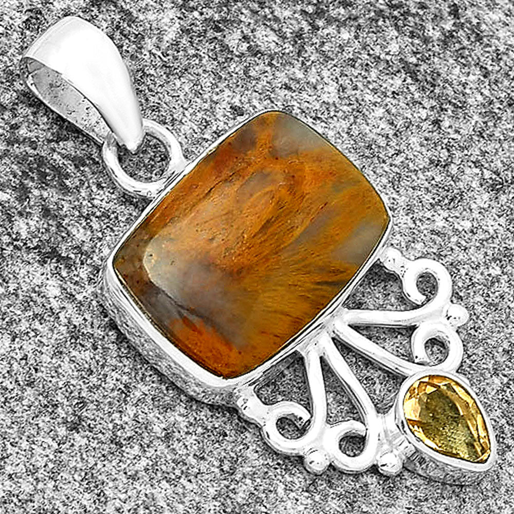 Natural Sandalwood & Citrine Pendant P-1594 SDP131106