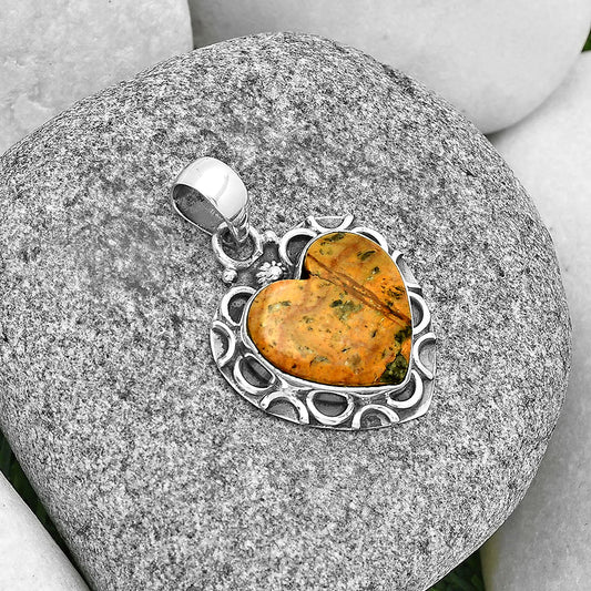 Heart Moroccan Yellow Jacket Jasper Pendant P-1242 SDP131238
