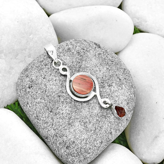 Pink Tulip Quartz & Pink Tourmaline Rough Pendant P-1115 SDP131269