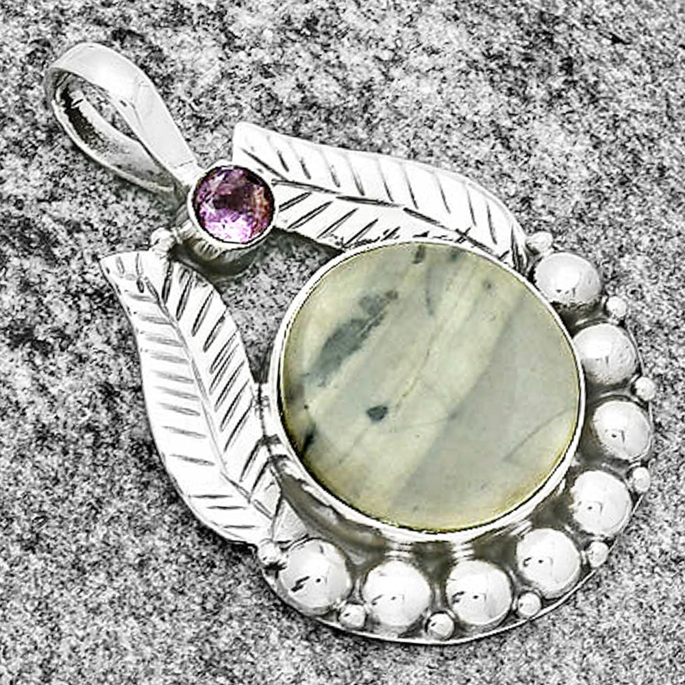 Natural Picasso Jasper & Amethyst Pendant P-1374 SDP131337