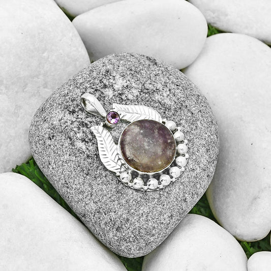 Natural Purple Lepidolite & Amethyst Pendant P-1374 SDP131342