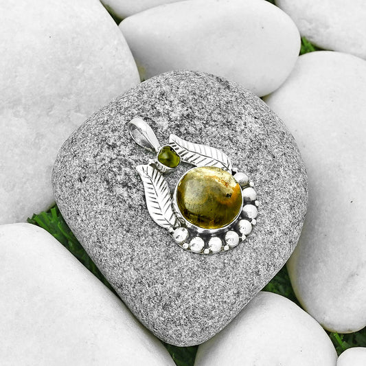 Australian Prehnite & Peridot Rough Pendant P-1374 SDP131343