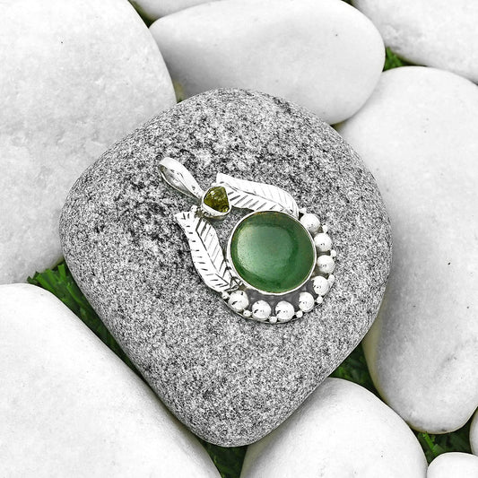 Green Aventurine & Peridot Rough Pendant P-1374 SDP131354