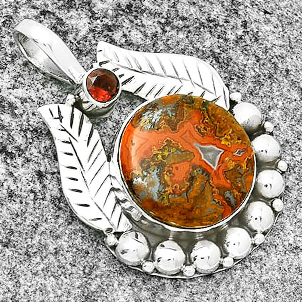 Rare Cady Mountain Agate & Garnet Pendant P-1374 SDP131355