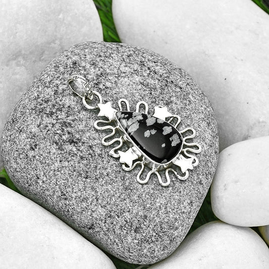 Star - Natural Snow Flake Obsidian Pendant P-1454 SDP131397