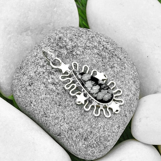 Star - Natural Snow Flake Obsidian Pendant P-1454 SDP131404