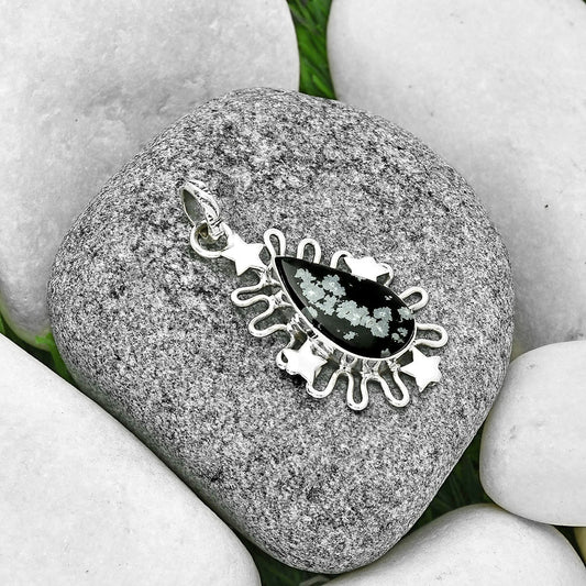 Star - Natural Snow Flake Obsidian Pendant P-1454 SDP131417