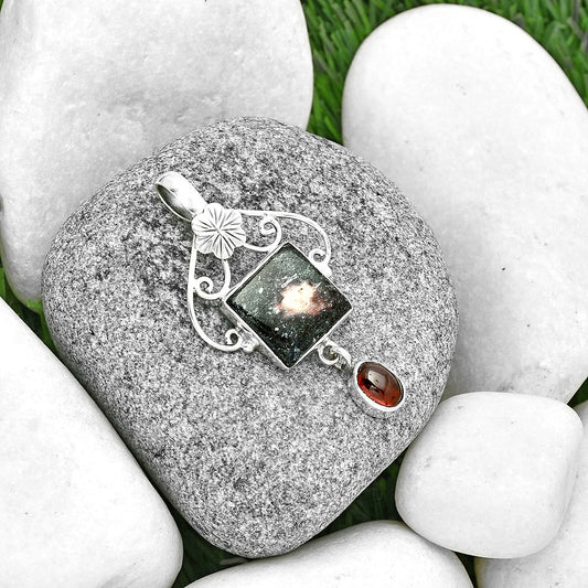 Natural Indian Blanket Jasper & Garnet Pendant P-1455 SDP131462