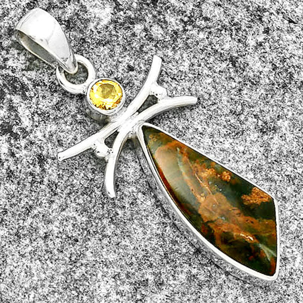 Turkish Rainforest Chrysocolla & Citrine Pendant P-1243 SDP131660