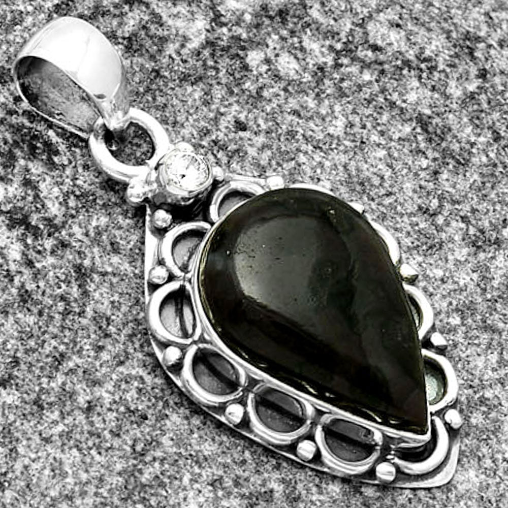 Natural Indigo Gabbro & Zircon Pendant P-1080 SDP131790