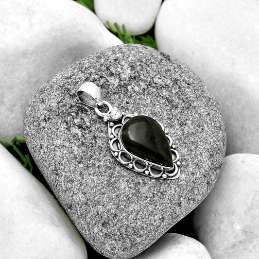 Natural Indigo Gabbro & Zircon Pendant P-1080 SDP131790