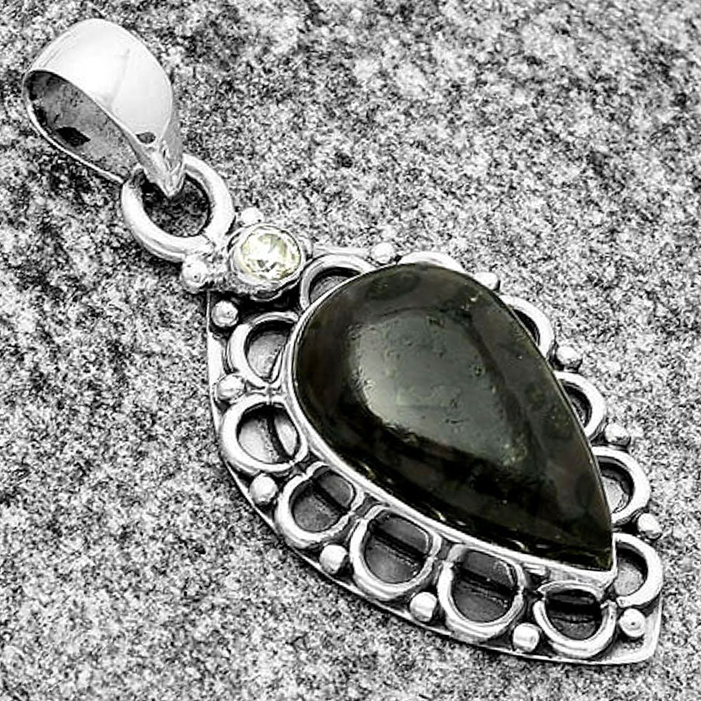 Natural Indigo Gabbro & Zircon Pendant P-1080 SDP131807