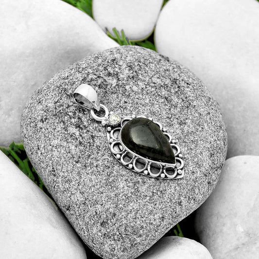 Natural Indigo Gabbro & Zircon Pendant P-1080 SDP131807