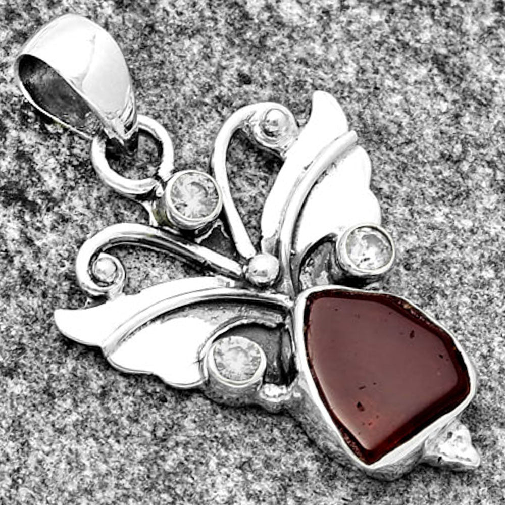 Hessonite Garnet Madagascar & Zircon Pendant P-1466 SDP131823