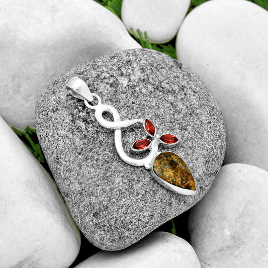 Natural Bronzite & Garnet Pendant P-1118 SDP131867