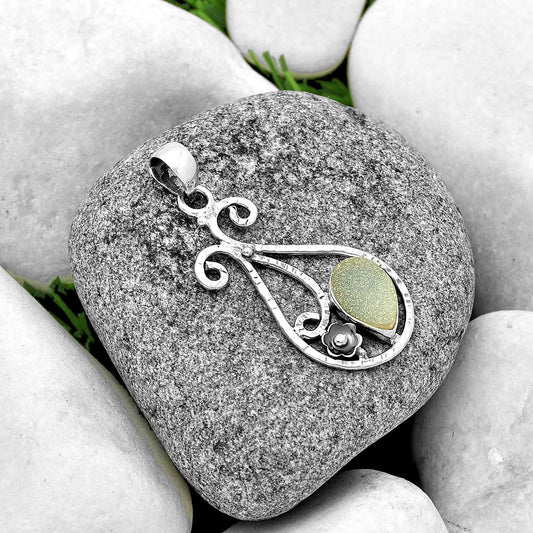 White Titanium Druzy Pendant P-1714 SDP131902