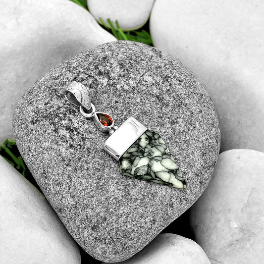 Natural Pinolith Stone & Garnet Pendant P-1656 SDP131964