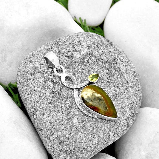 Natural Australian Prehnite & Peridot Pendant P-1111 SDP131999