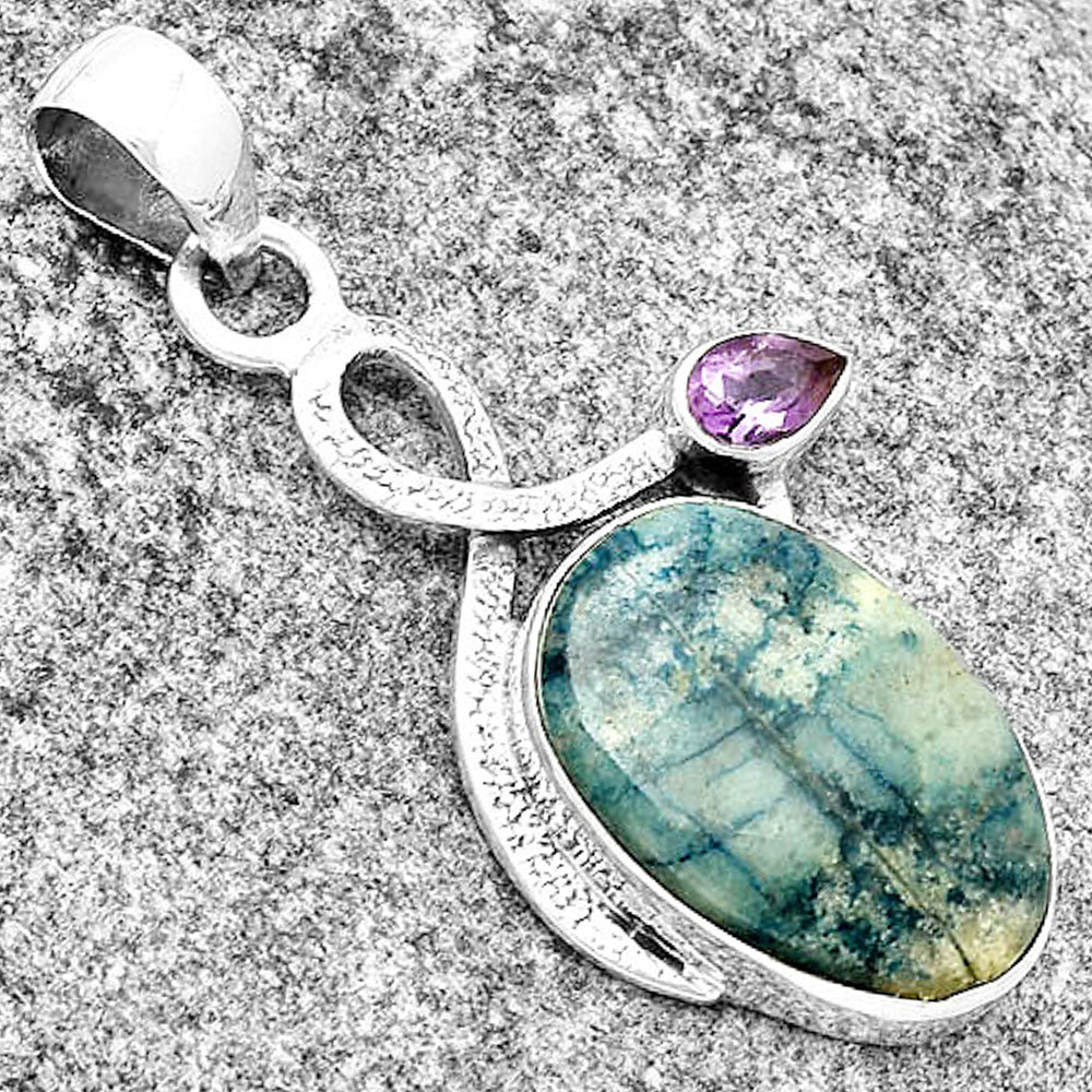 Blue Scheelite - Turkey & Amethyst Pendant P-1111 SDP132007