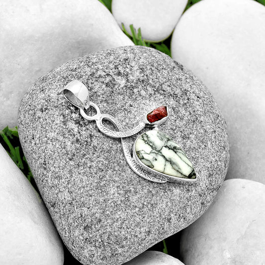 Pinolith Stone & Pink Tourmaline Rough Pendant P-1111 SDP132020