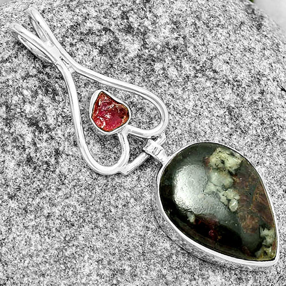 Russian Eudialyte & Pink Tourmaline Rough Pendant P-1542 SDP132081