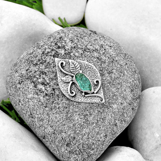 Natural Aqua Apatite Rough Madagascar Pendant P-1518 SDP132183