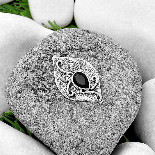 Natural Black Onyx - Brazil Pendant P-1518 SDP132193