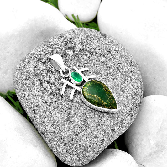 Natural Green Fuchsite & Green Onyx Pendant P-1046 SDP132246
