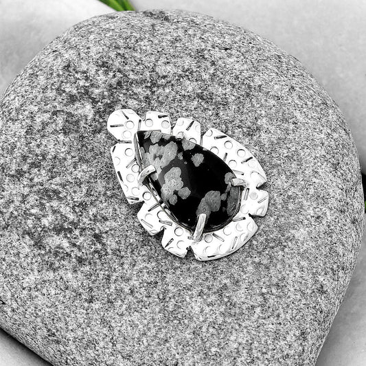 Natural Snow Flake Obsidian Pendant P-1292 SDP132431