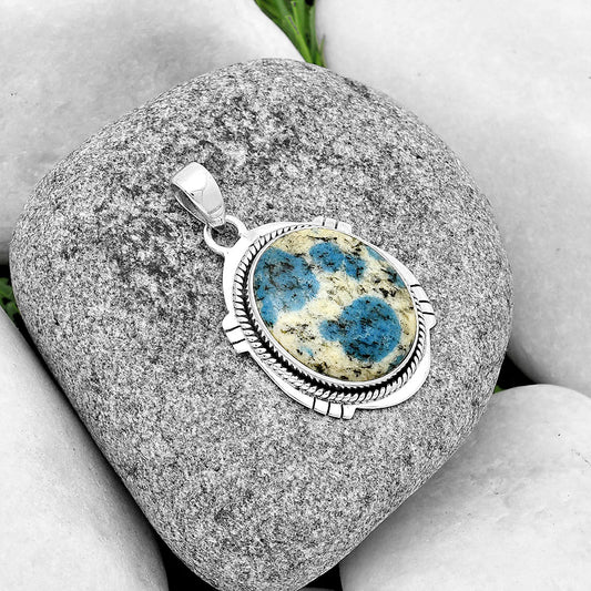 Natural K2 Blue - Azurite In Quartz Pendant P-1463 SDP132518