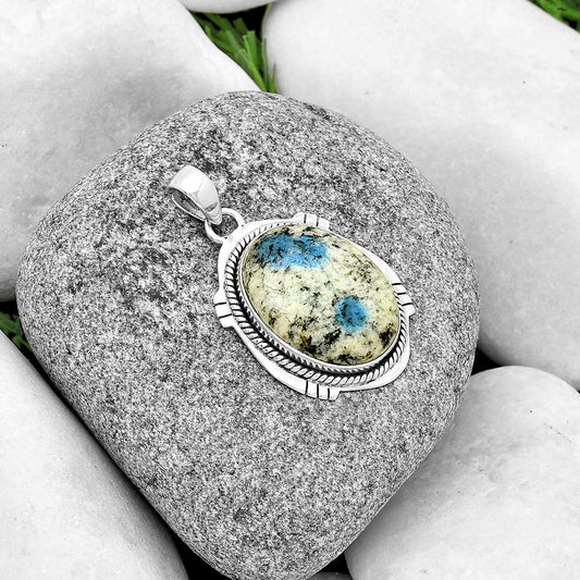 Natural K2 Blue - Azurite In Quartz Pendant P-1463 SDP132524