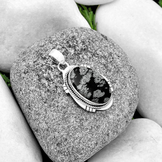 Natural Snow Flake Obsidian Pendant P-1463 SDP132530